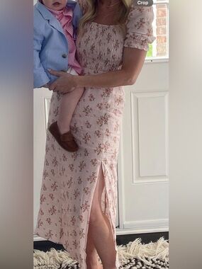 Charming Pink Floral Midi Dress